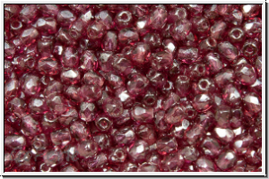 B�hm. Glasschliffperle, feuerpol., 3mm, fuchsia, trans., luster, 50 Stk.