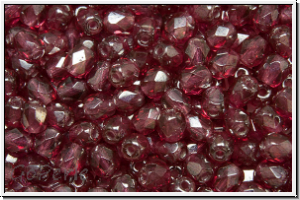 B�hm. Glasschliffperle, feuerpol., 4mm, fuchsia, trans., luster, 50 Stk.