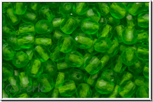 B�hm. Glasschliffperle, feuerpol., 4mm, green, kelly, lt., trans., matte, 50 Stk.