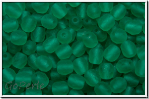 B�hm. Glasschliffperle, feuerpol., 4mm, emerald, lt., trans., matte, 50 Stk.