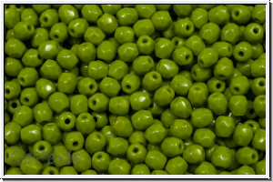 B�hm. Glasschliffperle, feuerpol., 3mm, olivine, dk., op., 50 Stk.