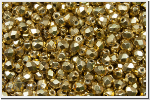 B�hm. Glasschliffperle, feuerpol., 3mm, gold, met., 50 Stk.