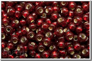 b�hm. Rocailles, 11/0, garnet, trans., silver-ld., 10g
