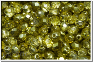 B�hm. Glasschliffperle, feuerpol., 4mm, crystal, trans., half apollo, zest, 50 Stk.