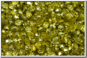 B�hm. Glasschliffperle, feuerpol., 3mm, crystal, trans., half apollo, zest, 50 Stk.