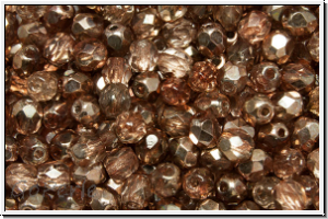 B�hm. Glasschliffperle, feuerpol., 4mm, crystal, trans., half apollo, bronze, 50 Stk.