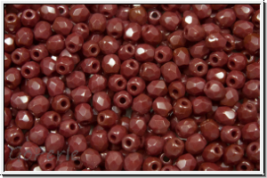 B�hm. Glasschliffperle, feuerpol., 3mm, garnet, dkst. op., 50 Stk.