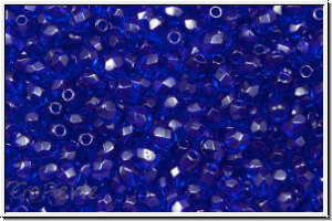 B�hm. Glasschliffperle, feuerpol., 3mm, cobalt, trans., 50 Stk.