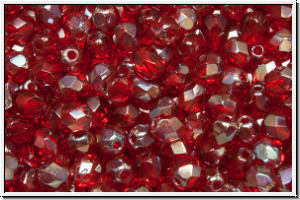 B�hm. Glasschliffperle, feuerpol., 4mm, siam trans., celsian, 50 Stk.