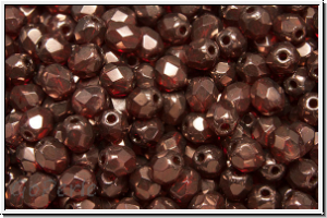 B�hm. Glasschliffperle, feuerpol., 4mm, red, trans., vega luster, 50 Stk.