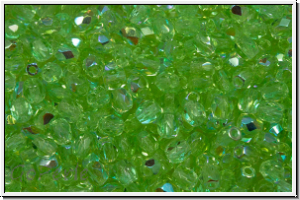 B�hm. Glasschliffperle, feuerpol., 3mm, peridot, lt., trans., AB, 50 Stk.
