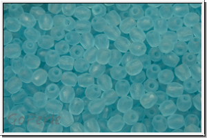 B�hm. Glasschliffperle, feuerpol., 3mm, aqua, lt., trans., matte, 50 Stk.