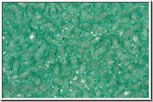 B�hm. Glasschliffperle, feuerpol., 3mm, turquoise, lt., trans., 50 Stk.