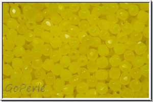 B�hm. Glasschliffperle, feuerpol., 3mm, yellow, alabaster, 50 Stk.