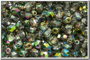 B�hm. Glasschliffperle, feuerpol., 4mm, crystal, trans., half vitrail, 50 Stk.