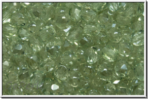 B�hm. Glasschliffperle, feuerpol., 4mm, crystal, trans., viridian, 50 Stk.