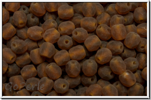 B�hm. Glasschliffperle, feuerpol., 4mm, topaz, darkest, trans., matte, 50 Stk.