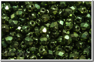 B�hm. Glasschliffperle, feuerpol., 4mm, green, met., 50 Stk.