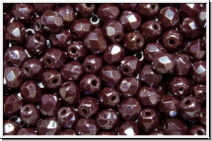 B�hm. Glasschliffperle, feuerpol., 4mm, garnet, lt., op., luster, 50 Stk.