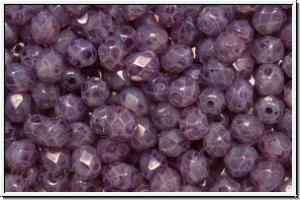 B�hm. Glasschliffperle, feuerpol., 4mm, white, opal, pink marbled, 50 Stk.
