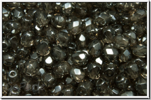 B�hm. Glasschliffperle, feuerpol., 4mm, crystal, trans., full silver chrome, 50 Stk.