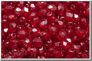 B�hm. Glasschliffperle, feuerpol., 4mm, siam, trans., luster, 50 Stk.