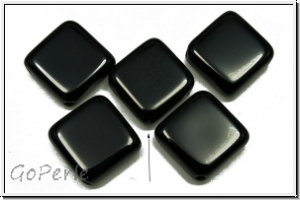 B�hm. Glasperle, Quadrat, diagonal gelocht, 11x11x4,4mm, black, op., 5 Stk.