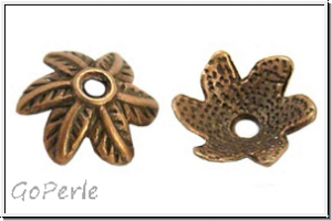 Perlenkappe "Blattkranz", 11x4mm, antikkupferfb., Tibetsilber, 10 Stk.