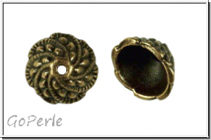 Perlenkappe "Drop Spiral", 10,5x5mm, antikmessingfb., Tibetsilber, 2 Stk.