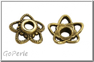 Perlenkappe "5-arcs", 11x4mm, antikmessingfb., Tibetsilber, 10 Stk.