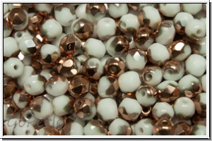 B�hm. Glasschliffperle, feuerpol., 4mm, white, op., half capri gold, 50 Stk.