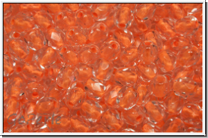 B�hm. Glasschliffperle, feuerpol., 4mm, crystal, trans., neon orange-ld., 50 Stk.