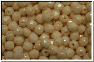B�hm. Glasschliffperle, feuerpol., 4mm, white, op., champagne luster, 50 Stk.