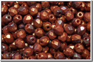 B�hm. Glasschliffperle, feuerpol., 4mm, red, op., vega luster iris., 50 Stk.
