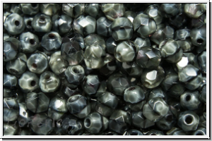B�hm. Glasschliffperle, feuerpol., 4mm, dark grey, moonlight, 50 Stk.