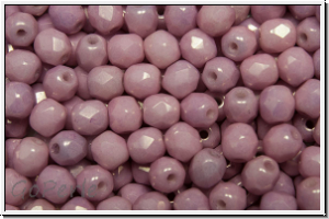 B�hm. Glasschliffperle, feuerpol., 4mm, white, op., rose marbled, 50 Stk.