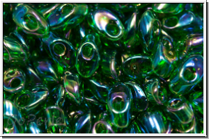 LMA-0179, MIYUKI Long Magatama, 4x7mm, green, trans., AB, 80 Stk.