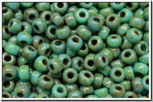 RR-08-4514, MIYUKI Rocailles, 08/0, aqua, op., picasso, 10g