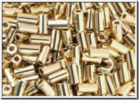 MBU-1-0193, MIYUKI Bugles, Nr. 1 (3mm), gold, lt., met., 24kt plated, 5 g