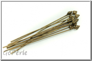 Kopfstifte "Kugelpyramide", 55/0,7mm, antikmessingfb., Messing, 10 Stk.