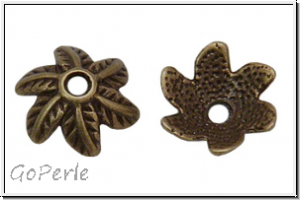 Perlenkappe "Blattkranz", 11x4mm, antikmessingfb., Tibetsilber, 10 Stk.