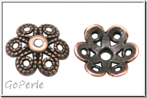 Perlenkappe "Kordelkranz", 12x3mm, antikkupferfb., Tibetsilber, 10 Stk.