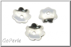 Perlenkappe "7 Petals", 6x1,2mm, silberfb., Messing, 20 Stk.