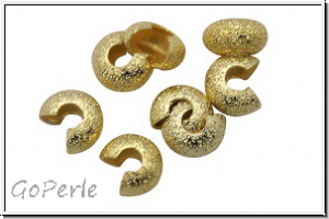 Kaschierperlen, "Crimp Cover", 3mm, diamantiert, goldfb., Metall, 10 Stk.