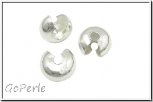 Kaschierperlen, "Crimp Cover", 5mm, glatt, silberfb., Messing, 10 Stk.