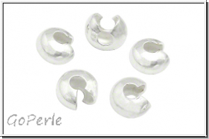 Kaschierperlen, "Crimp Cover", 4mm, glatt, silberfb., Messing, 10 Stk.