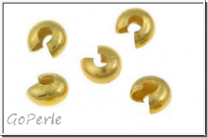 Kaschierperlen, "Crimp Cover", 4mm, glatt, goldfb., Messing, 10 Stk.