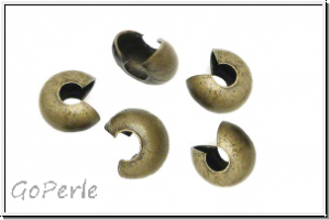 Kaschierperlen, "Crimp Cover", 4mm, glatt, antikmessingfb., Messing, 10 Stk.