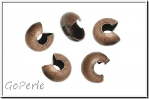 Kaschierperlen, "Crimp Cover", 4mm, glatt, antikkupferfb., Messing, 10 Stk.