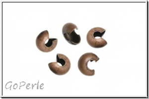 Kaschierperlen, "Crimp Cover", 3mm, glatt, antikkupferfb., Messing, 10 Stk.